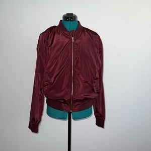 Tjmaxx or Marshalls rich wine satin bomber jacket, size large.